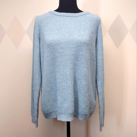 Vero Moda tida wrap back blue tone long sleeve sweater size L - Picture 1 of 10